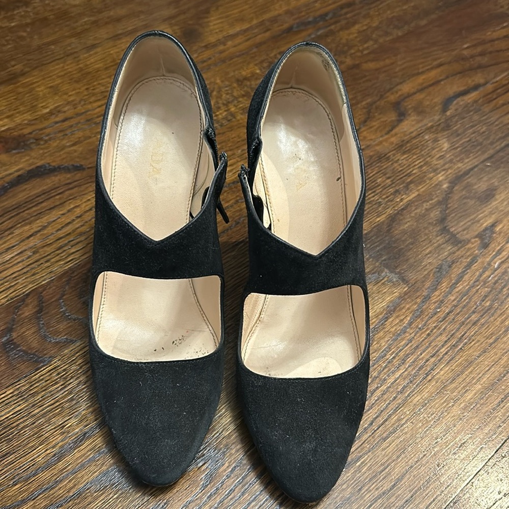 Prada suede black heels